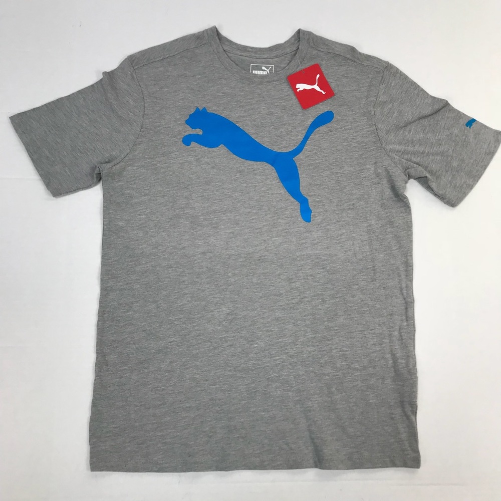 Puma Big Cat Solid Graphic Logo Heather Gray Tee
